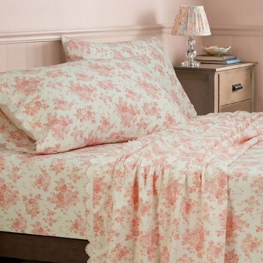 Queen Microfiber Sheet Set Pink Floral